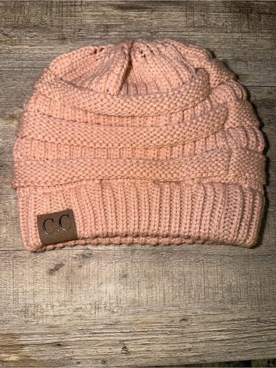 C.C Accessories - C.C Peach Cable Knit Beanie - Fold-Over Cuff